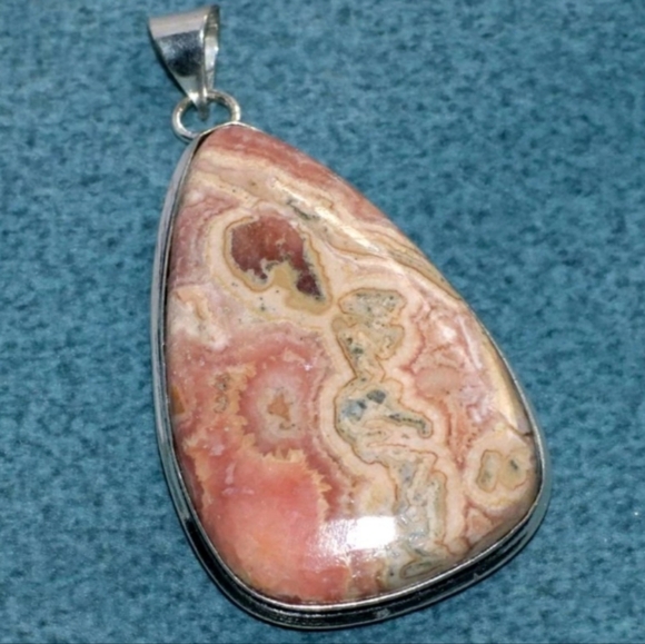 Handmade Jewelry - Rhodochrosite Gemstone 925 Sterling Silver Handmade Pendant Necklace